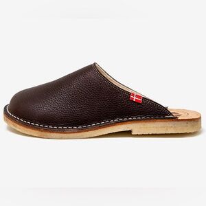 Duck feet Classic Brown Leather Klitmoller, sheep’s wool lined, Slip-On Loafers